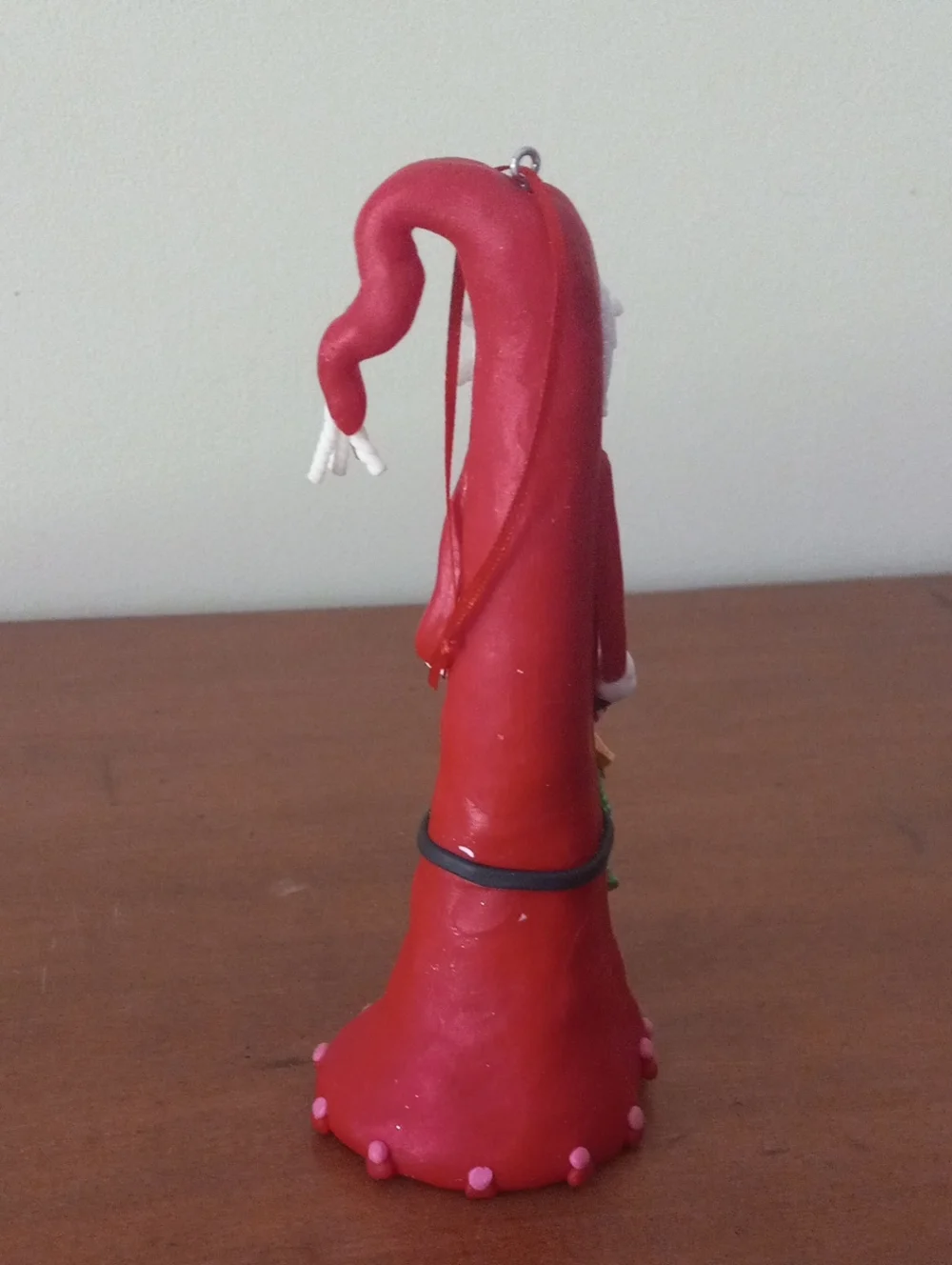 Whimsical Polymer Clay Tall Skinny Cone Santa Figurine Ornament